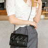 Classic Quilted Detail Square Bag, Solid Color Flap Shoulder Bag, All-Match Chain Bag