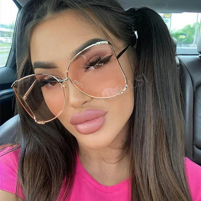 Fashion Model Ocean Yellow Square Sunglasses Women Luxury Brand Oversized Shades Pearl Chic Sun Glasses For Female Men Oculos