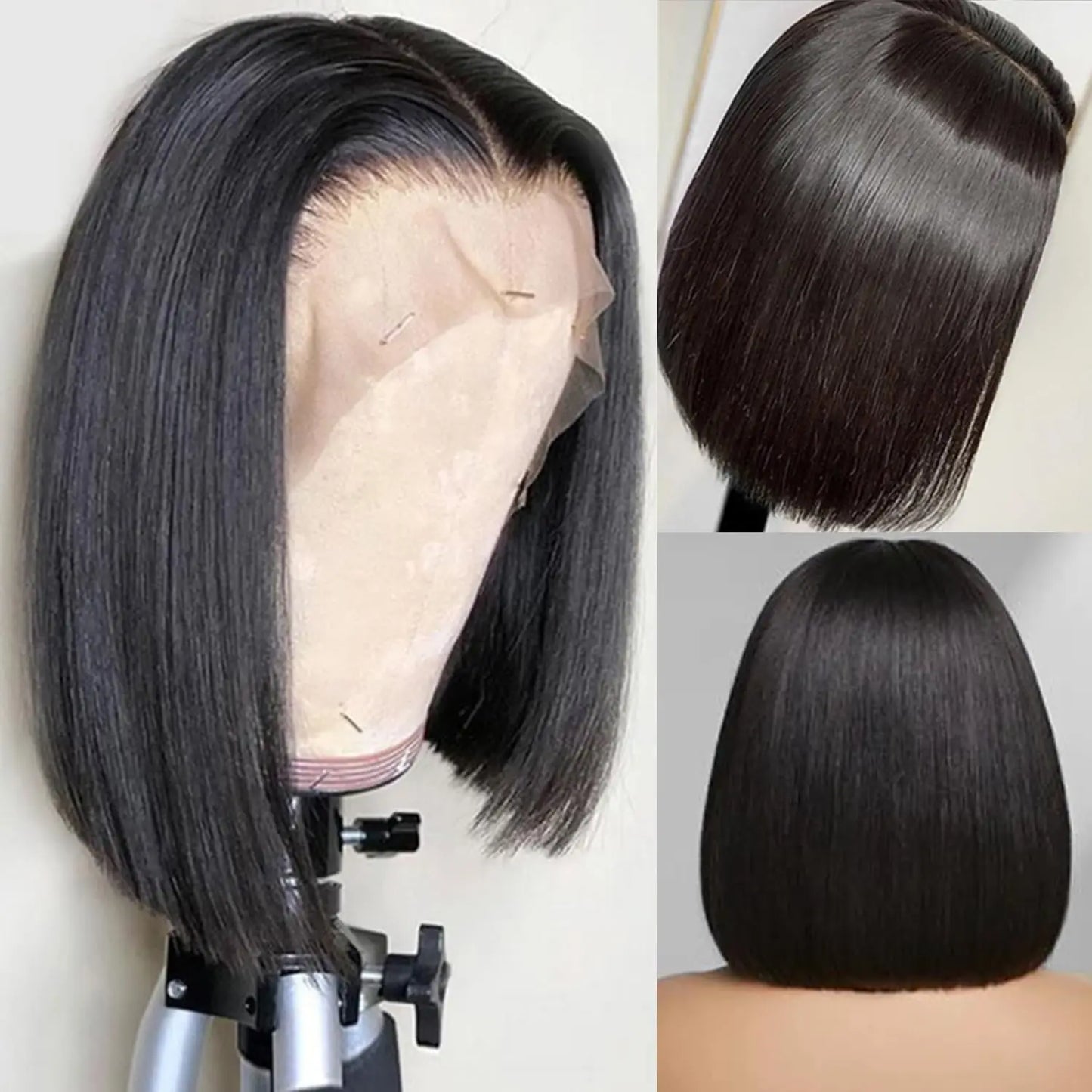 Dark Purple Bob Lace Front Wigs Human Hair Colored 13x4 Lace Frontal Short Straight Purple Bob Wig Pre Plucked with Baby Hair