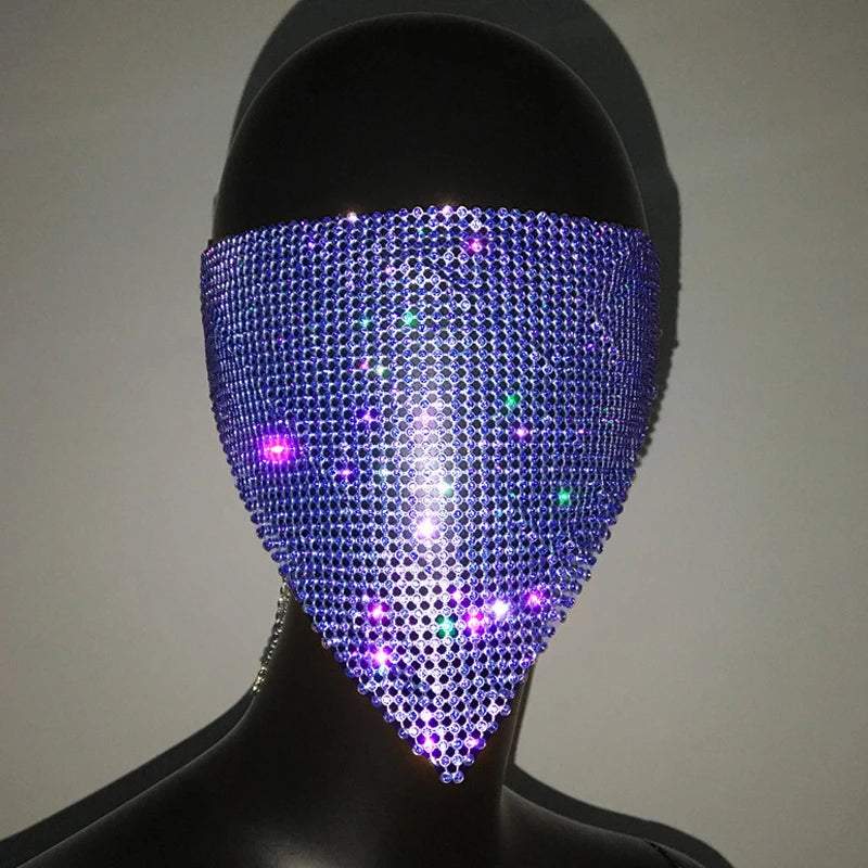 2024 NEW Crystal Masquerade Face Jewelry Women Party Accessories Fashion Fishing Net Metal Rhinestone Sequined Veil Body Jewel