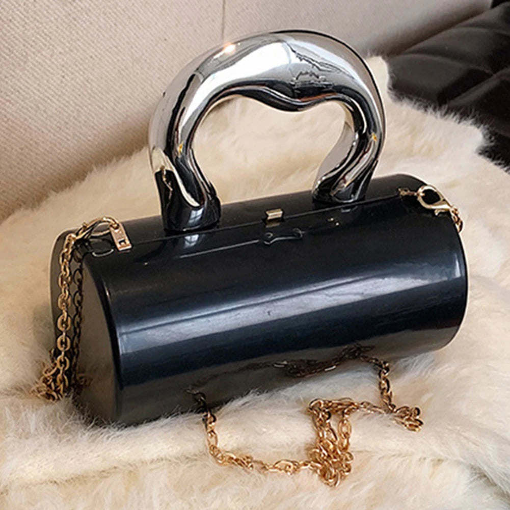Women Mini Evening Bag Metal Handles Wallet Shoulder Bag Solid Color Clutch Bag Large Capacity Everyday Shoulder Bag Daily Bag
