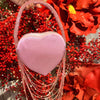 Bling Tassel Heart-shape Satin Bag Glitter Rhinestone Diamond Evening Bag Women Handbag Wedding Party Clutch Purse Crossbody Bag