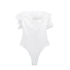 Willshela Women Fashion Ribbed Bodysuit With Organza Ruffle Vintage High Elastic Sexy y2k Female Chic Lady Tops body femme
