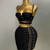 2025 New Arrival High Quality Women Sexy Bandage Tops Fashion Pencil Skirts Set Nightclub Party Celebrate Women's Set