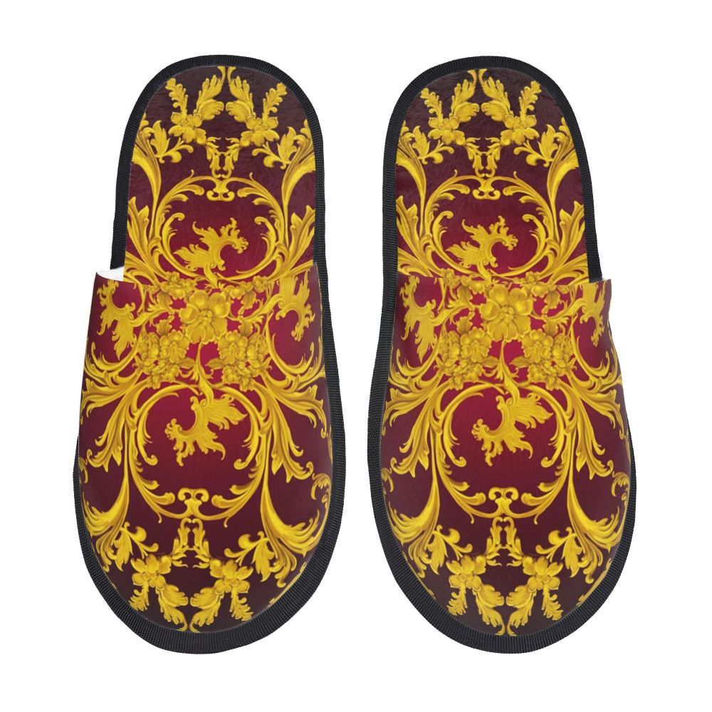 Custom Queen Of Absolutely Everything Gold Baroque Soft Memory Foam House Slippers Women Comfy Warm Anti-skid Sole Slipper