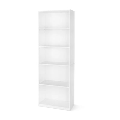 5-Shelf Bookcase with Adjustable Shelves,Solid Wood/Closed Back/Display Bookshelf for Living Room,Bedroom,Home and Office,White