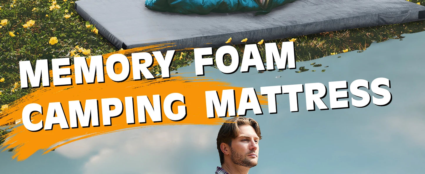 WESTTUNE Memory Foam Mattress CertiPUR-US Portable Roll Up Cot Bed for Home Camping Sleeping Pad Car Mat with Travel Bag
