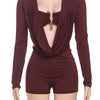 Insglas Spring Trend Swing Collar Sexy Women Romper+Metal buckle Bra Hipster Midnight Party New Workout Fit Coquette Playsuits