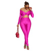Leosoxs Women Hollow Out Sexy Party Clubwear Long Sleeve Jumpsuits 2024 Winter Autumn Slash Neck Crop One Piece Suit Rompers