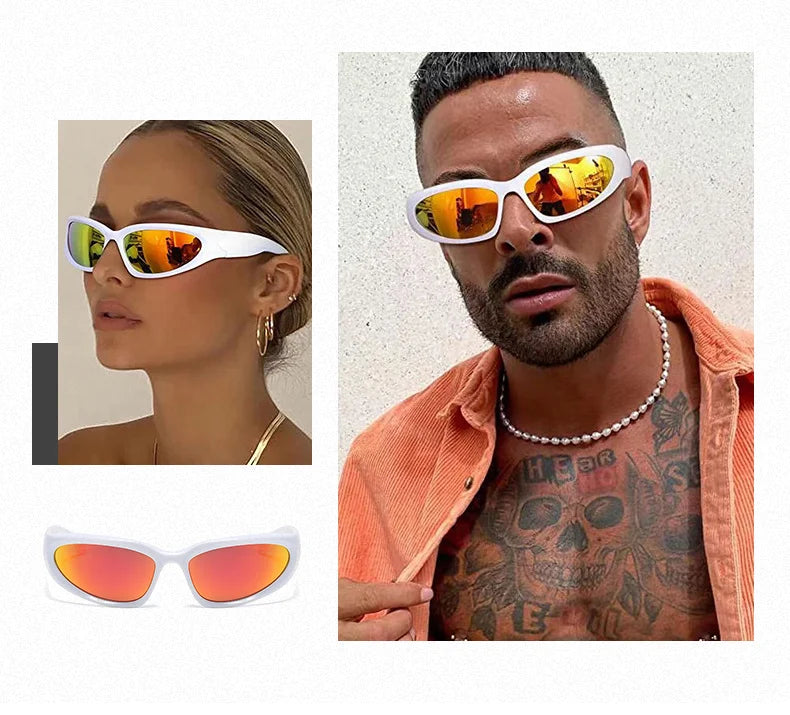 Designer y2k UV400 Mirrored Sunglasses Women White Sun Glasses Men Hispter Sport Driving Cycling Ladies Shades 2023 gafas de sol