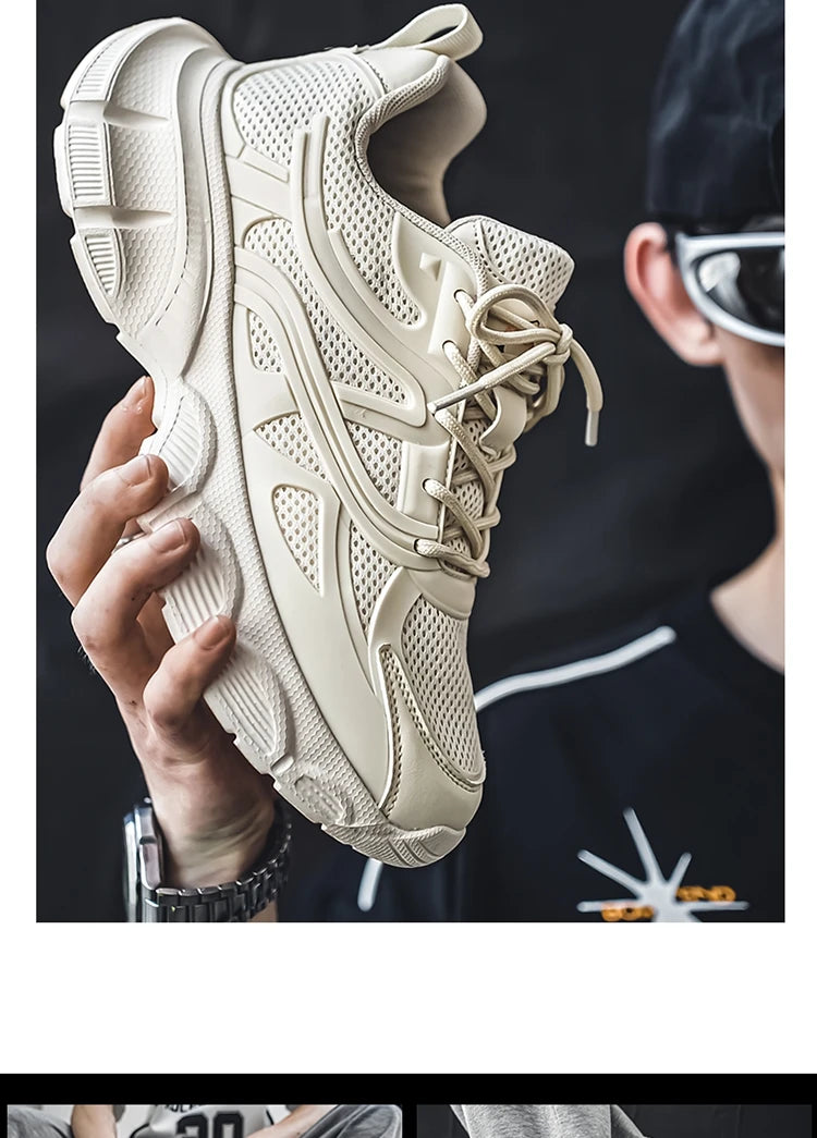 Autumn Men's New Breathable Sports Shoes Fashion Thick Sole Casual Shoes Comfortable and Versatile Trendy Running Shoes Spring