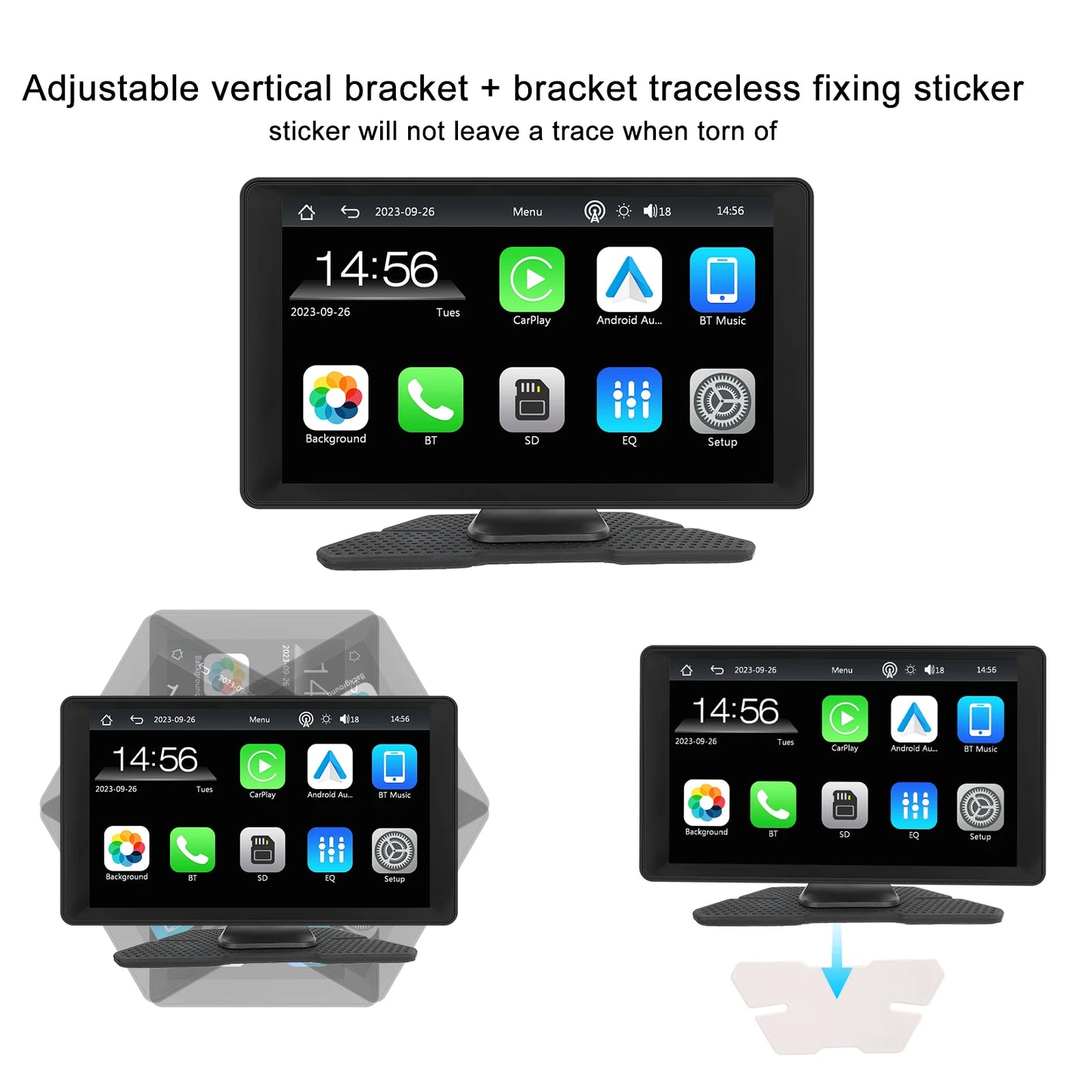 Podofo 9" Car Radio Multimedia Video Player Wireless Carplay Android Auto Car Mirror DVR Recorder Dashboard For Nissan Toyota