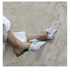 Oversize Bowtie Mule Shoes Women Fashion Pointed Toe Stripe Wave Slip-on Sandals Ladies Luxury Satin Silk Outdoor Flat Slippers