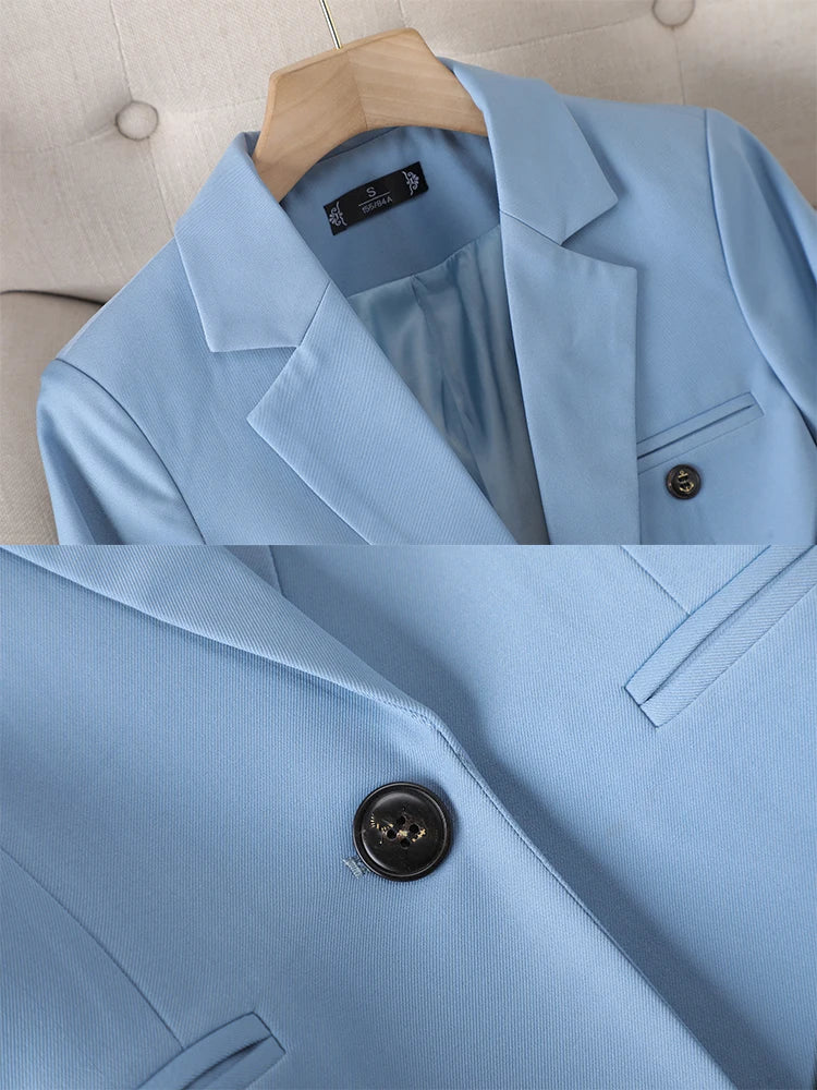 High Quality Long Sleeve Female Blazer Women Blue Coffee Khaki Single Button Slim Jacket Ladies Business Work Wear Formal Coat
