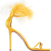 Summer new feather flower silk ribbon sexy open-toe sandals thin high-heeled banquet dress fashionable large-size women's shoes