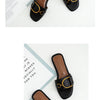 Summer Women Slippers Leather Square Toe Women Flats Flip Flops Designer Ladies Slides Sandals Women Shoes Luxury Sandals