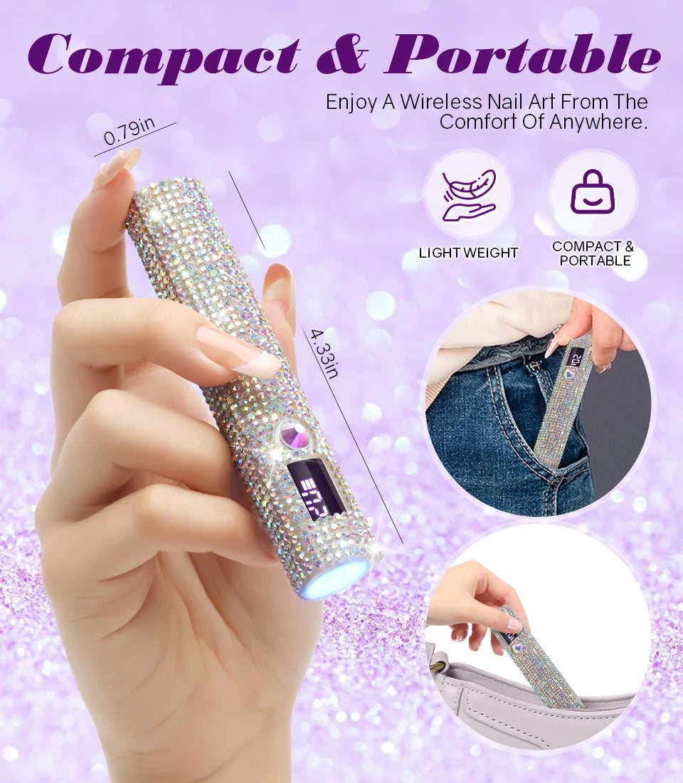DianaBeauty Handheld Nail Dryer Lamp UV/LED Nail Curing All Gel Polish Nail Art Tool USB Rechargeabl Quick Dry Nail Lamp