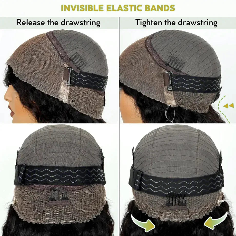 360 Lace Front Wig Human Hair Water Wave Invisi Strap Snug Fit 360 Transparent Lace Frontal Wigs Pre Cut Lace Wig Bleached Knots