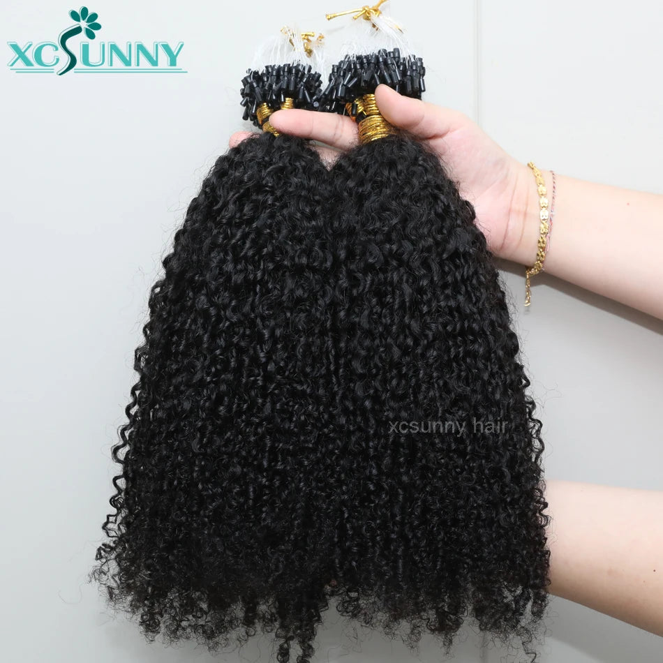 Microlink Hair Extensions Kinky Curly 12"-26" Micro Loop Human Hair Extensions Burmese Micro Ring Hair Extensions Human Hair
