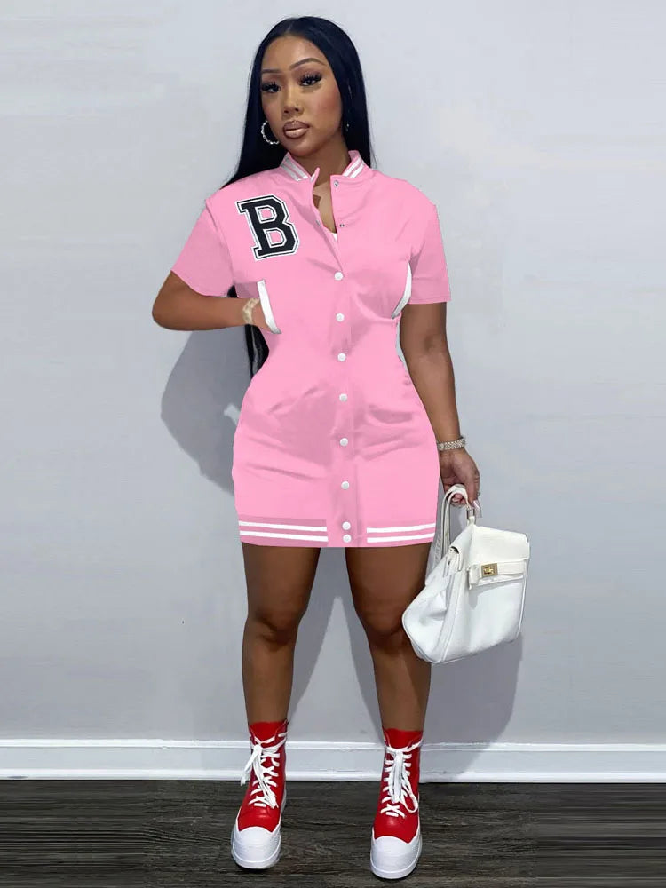 Casual Black Green Pink Summer Bodycon Dress Women Streetwear Short Sleeve Letter Dress White Mini Dress For Women 2022