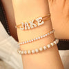 DOREMI Fat Bubble Slide Initial Letters Bracelet Full Crystal Letters Women Name DIY Sliding Slider Letter Bracelets