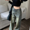 Retro Washed Vintage Jeans For Women In Autumn And Winter High Waisted Straight Leg Loose Wide Leg Pants Casual Pants