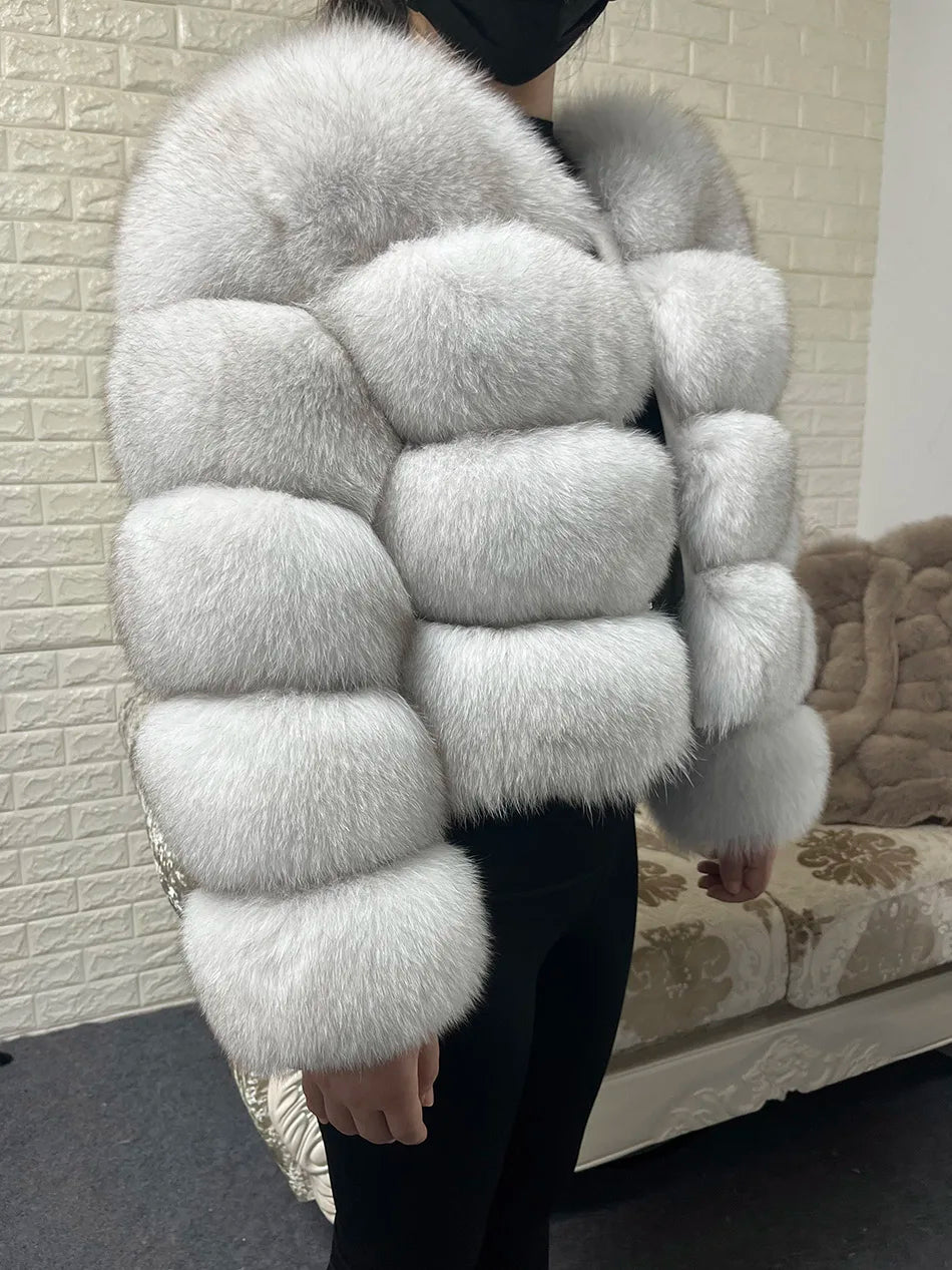 2025 MAOMAOKONG Natural Real Fox Fur Coat Women Winter Long Sleeve Luxury Raccoon Fur Jackets Thick Top Female Furry Coat Vest