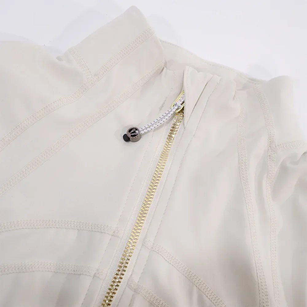 Slimming Zipper Jacket Yoga Collar Lightweight Quick Dry Sporty Thin Rose Gold Evening Summer Outerwear for Active Living