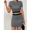All-over printed elastic waist skirt and T-shirt two-piece set