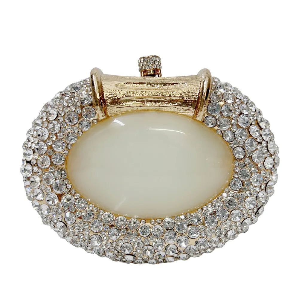 XIYUAN Oval Shaped Crystals Evening Clutch Bags Women Boutique Diamond Clutch Purses And Handbags Bridal Wedding Gem Phone Purse