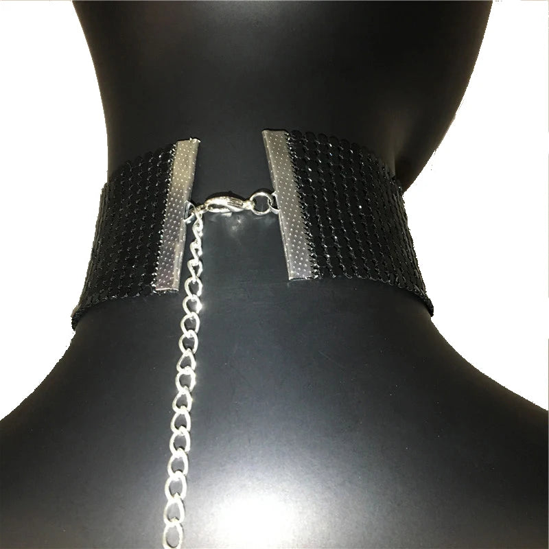Fashion Metal Sequins Chokers Necklace Jewelry Women Statement Choker Wedding Necklace Jewelry Accessories For A Gift