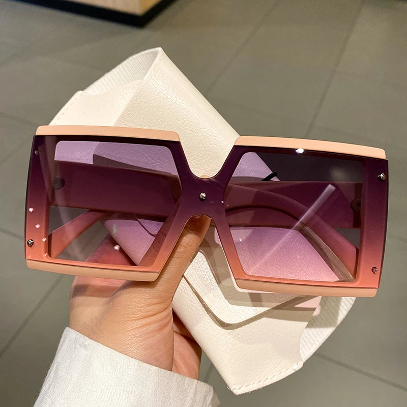 KAMMPT Square Oversized One-pieces Sunglasses Men Women Trendy Gradient Goggle Eyewear Fashion Luxury Brand Design Sun Glasses