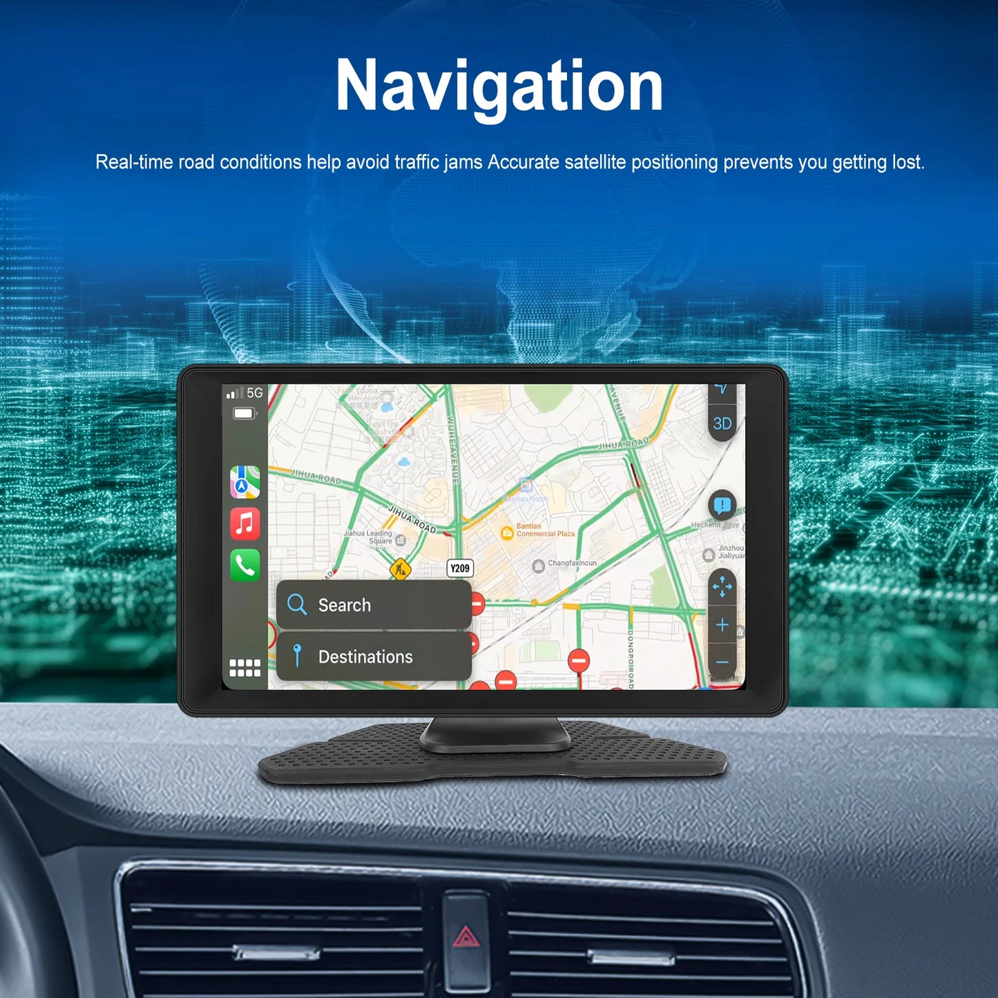 Podofo 9" Car Radio Multimedia Video Player Wireless Carplay Android Auto Car Mirror DVR Recorder Dashboard For Nissan Toyota