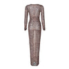 Dress Summer Women Leopard Print Mesh O Neck Long Sleeve Sexy See Through Maxi  Fashion Outfits Beach Vacation Nightclub
