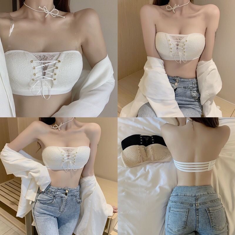 Non-Slip Bra Lace Tube Top Seamless Wireless Small Chest Push up Adjustable Sexy Beauty Back Underwear for Women