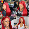 Burgundy Glueless Human Hair Wigs 13x4 Lace Front Wig Pre-Plucked Wear Go Straight Human Hair Lace Frontal Wigs for Black Women