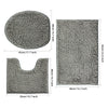 3-piece bathroom chenille floor mat, absorbent anti slip bathroom carpet, bathroom U-shaped foot mat, toilet lid, TPR anti slip