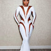 Weird Puss Mesh Patchwork Women Dress 2023 New Autumn Elegant Long Sleeve O-Neck Maxi Bodycon Skinny Stretch Clubwear Vestidos