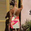 TARUXY One-shoulder Sexy Printed Dress Draped Swinging Collar Beach Vacation Mini Dress Elegant Sleeveless Female High Waist