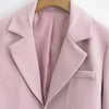Autumn Notched Collar Open Stitching Blazer Vintage Women Full Sleeve High Waist Short Suit Cool Girl Coat Outwear