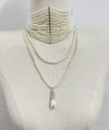 Vintage Handmade Multi-layer Pearl Tassels Choker Collar Chain Necklace