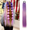 Purple Pink White 3 Tones Ombre Straight Braids Blend Hair Tinsel Festival Rave Hair Extensions for Girls Crazy Hair Day Braids