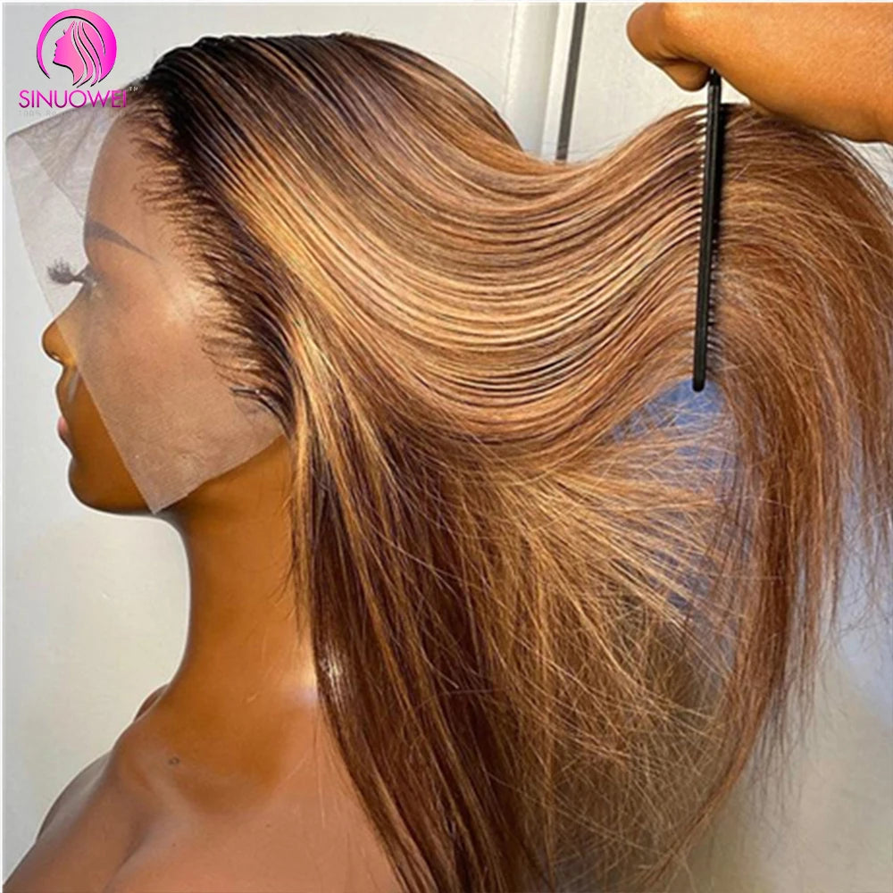 P4/27 Color Highlight Wigs 13x4 Lace Frontal Wig For Women Straight Lace Front Human Hair Wigs Preplucked Wig 100% Human Hair