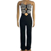 Women Summer Strapless Jumpsuit Sexy One Piece Outfits Cut Out Waist Party Jumpsuit Clothing Lady Full Length Backless Jumpsuits
