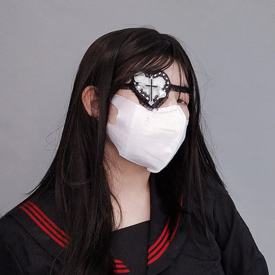 Lolita Gothic One Eye Mask Cosplay Anime Halloween Party Costumes Prop Fancy Dress Christmas Lady Girls Heart Eyewear Xmas Gifts