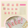 24pcs Long Ballet French Press on Nails with Cute Pink Bow Shiny Diamond Decor False Nail Tips Wearable Sweet Korean Fake Nails