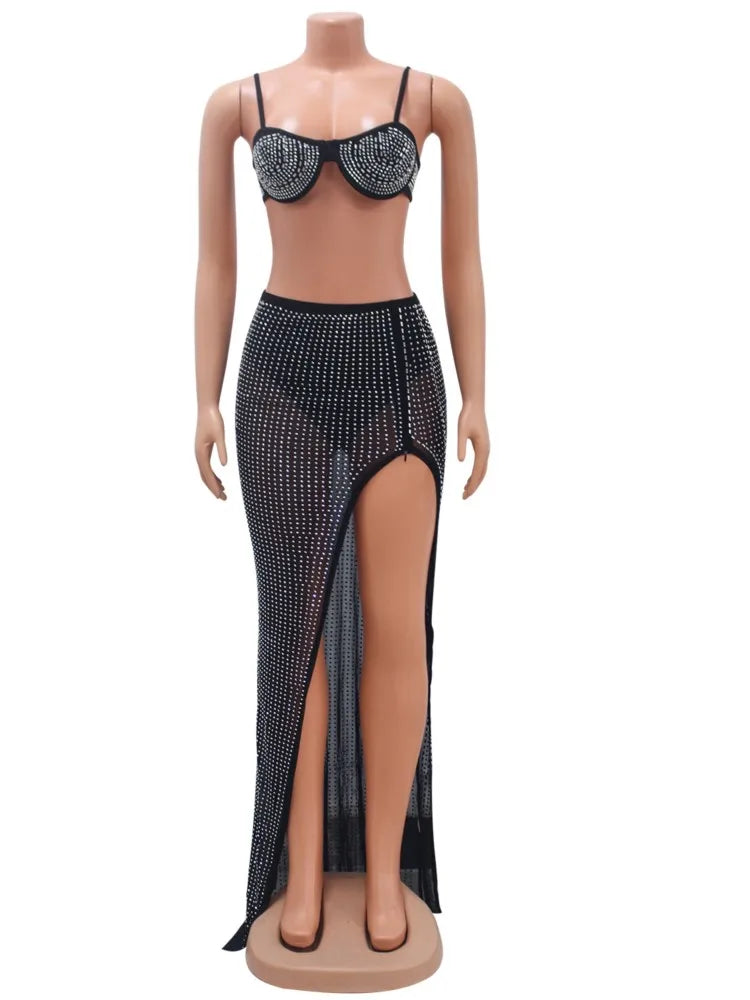 High Waist 2 Piece Bikini Set With Cover Up 2022 Swimsuit Women Print Sleeveless Bathing Suit Beachwear Swimming Biquini New