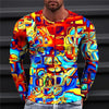 2023 New Autumn Man's Optical Illusion Round Neck Long Sleeve T-shirt 3D printing Fashion Top pullover T Shirts Man's Clothing