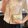 Simple And Versatile Texture Mini Bag With Gold Ball Chain Strap Shoulder Bag Crossbody Bag 	Purse Women's Bag