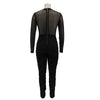 Sexy Mesh Patchwork Jumpsuits for Women Elegant Long Sleeve Bandage One Piece Party Long Bodysuit